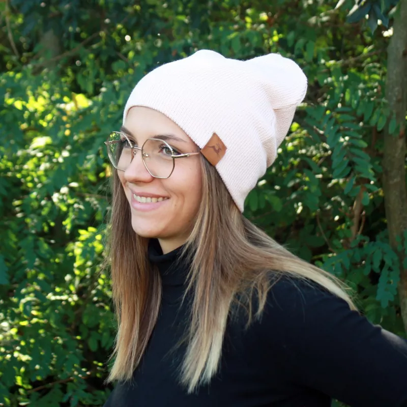 Bonnet couleur beige avec ou sans revers fabriqué en France