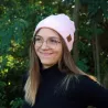 Bonnet couleur rose poudré avec ou sans revers fabriqué en France