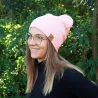Bonnet couleur rose poudré avec ou sans revers fabriqué en France