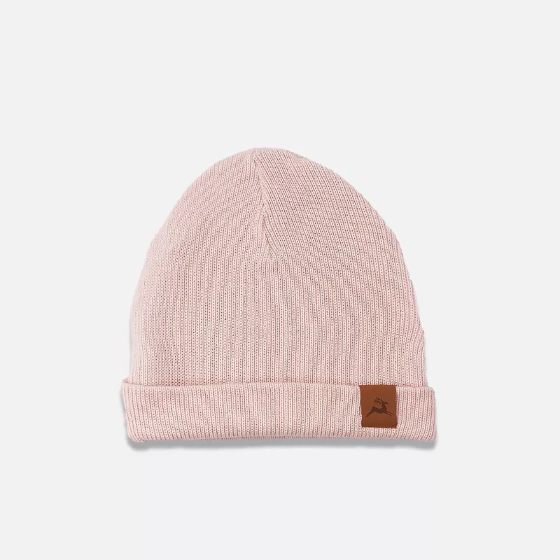 Bonnet couleur rose poudré avec ou sans revers fabriqué en France