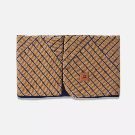 Tour de cou aimanté en tissu façon velours marron et bleu