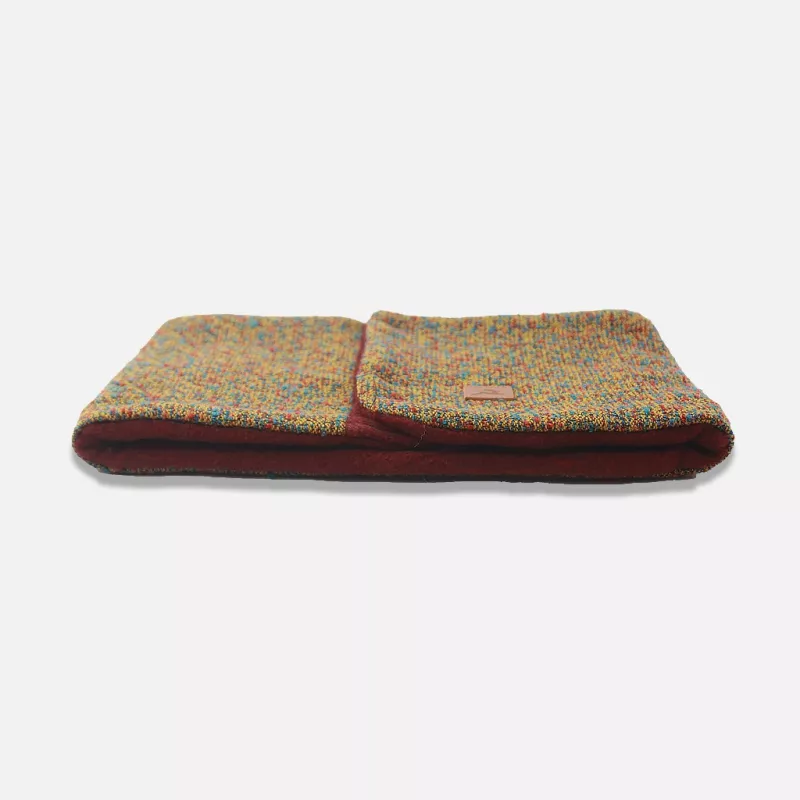 Tour de cou aimanté en tissu chamaré moutarde rouge et bleu