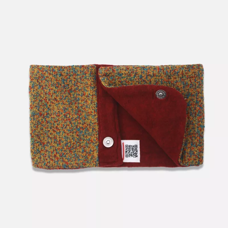 Tour de cou aimanté en tissu chamaré moutarde rouge et bleu