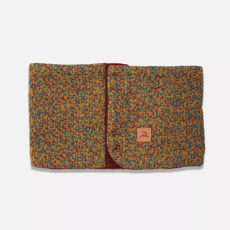 Tour de cou aimanté en tissu chamaré moutarde rouge et bleu