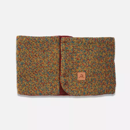 Tour de cou aimanté en tissu chamaré moutarde rouge et bleu