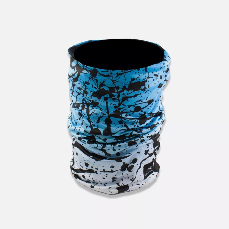 Tour de cou technique grand froid décor peinture noir sur fond bleu dégradé