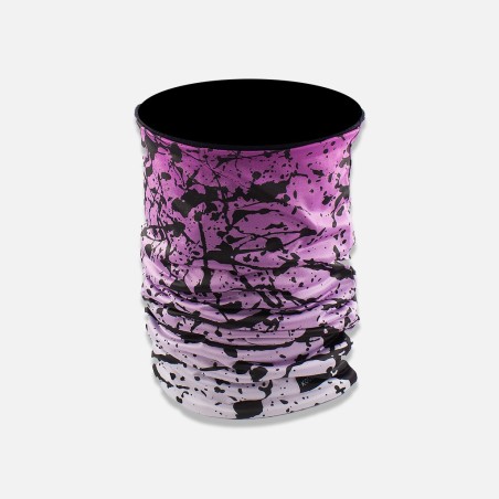 Tour de cou technique grand froid décor peinture noir sur fond fushia dégradé
