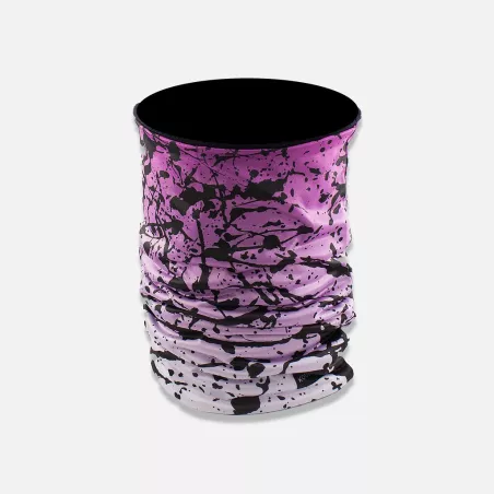 Tour de cou technique grand froid décor peinture noir sur fond fushia dégradé