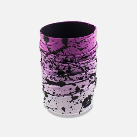 Tour de cou technique décor peinture noir sur fond fushia dégradé