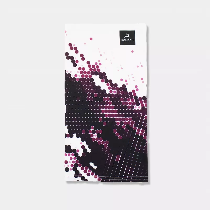 Tour de cou technique motif bulles violettes et noires