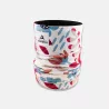 Tour de cou technique motif floral bordeaux et bleu
