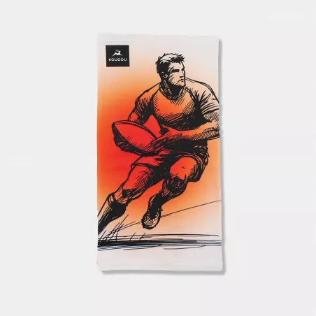 Tour de cou technique motif rugby sur fond rouge