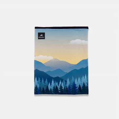 Tour de cou technique grand froid montagne turquoise et levé de soleil