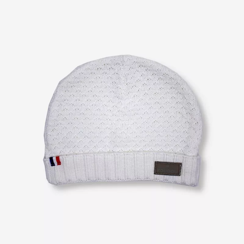 Bonnet blanc avec revers fabriqué en France