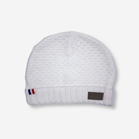 Bonnet blanc avec revers fabriqué en France