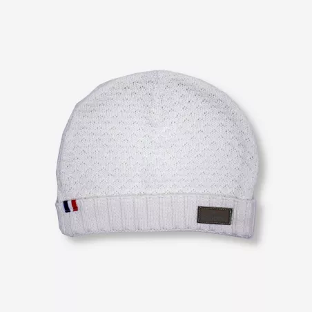 Bonnet blanc avec revers fabriqué en France