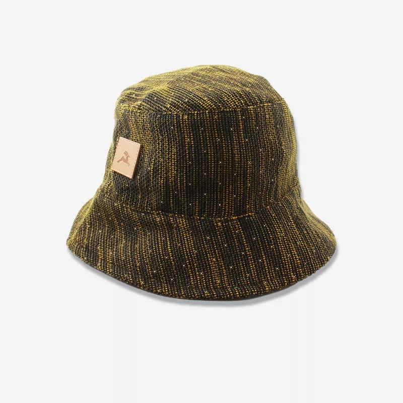 Bob en tissu tressé noir et jaune et points de lurex fabriqué en France
