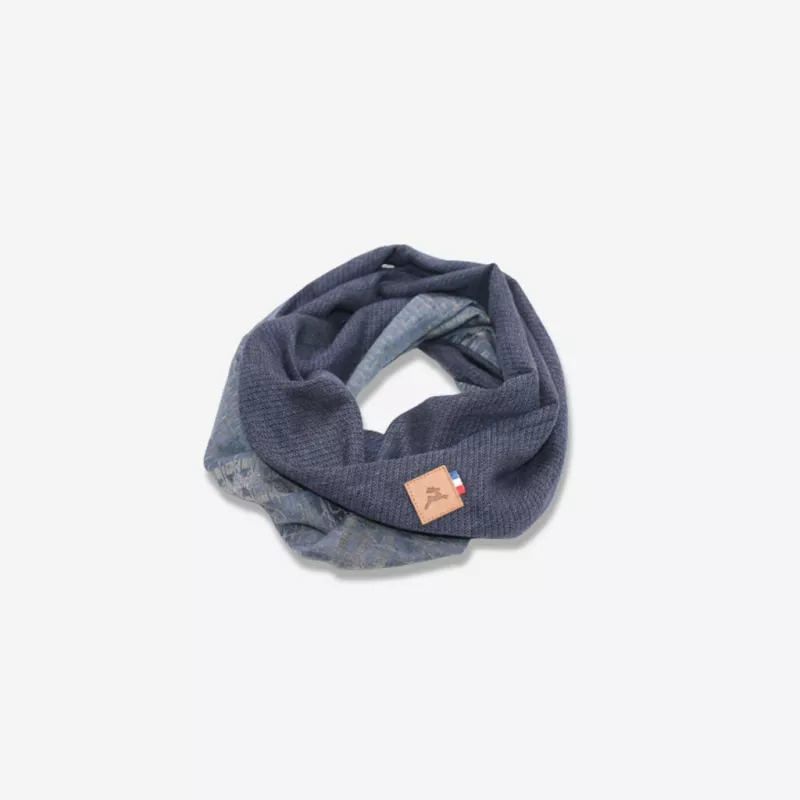Foulard vrillé en tissu couleur bleu et gris
