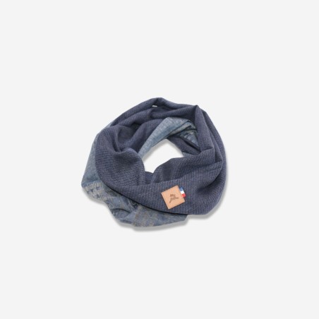 Foulard vrillé en tissu couleur bleu et gris