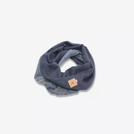 Foulard vrillé en tissu couleur bleu et gris