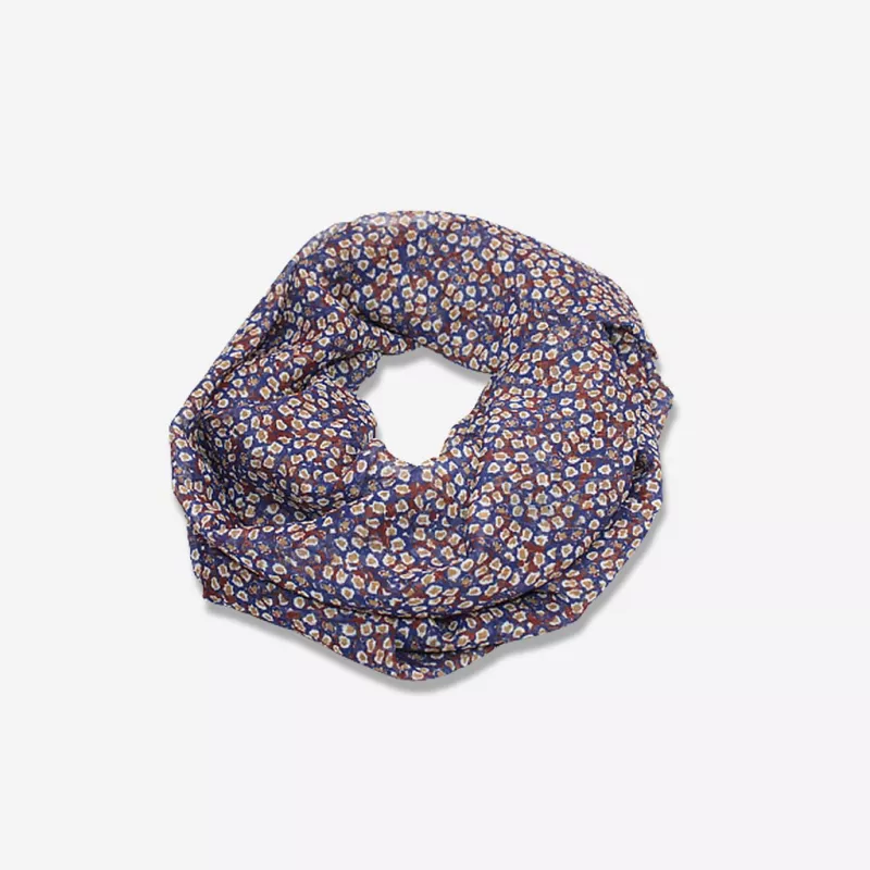 Foulard vrillé couleur bleu et bordeaux pour femme