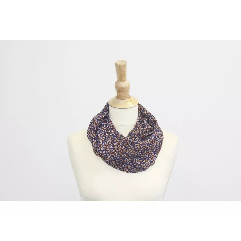 Foulard vrillé couleur bleu et bordeaux pour femme