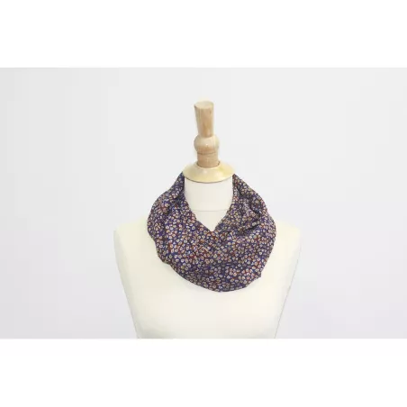Foulard vrillé couleur bleu et bordeaux pour femme