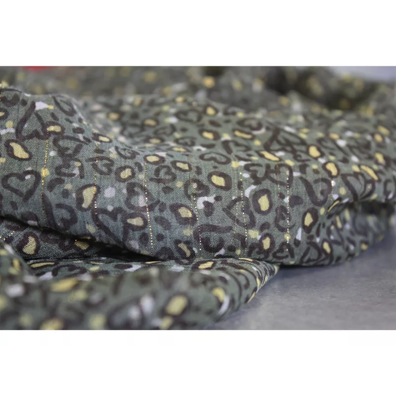 Foulard vrillé imprimé couleur kaki et marron